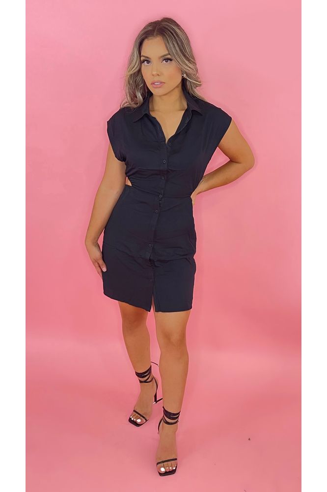 Aurora Shirt Dress (black)